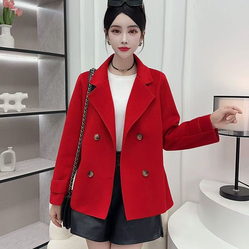 Wool Coat Peacoat - Herfst-winter zwarte wollen jas damesmode high-end