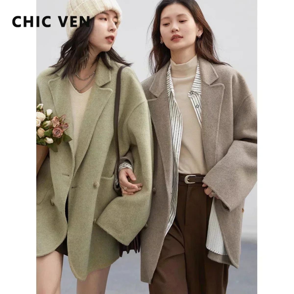 Wool Coat Peacoat - CHIC VEN Dames Wollen Jassen Losse