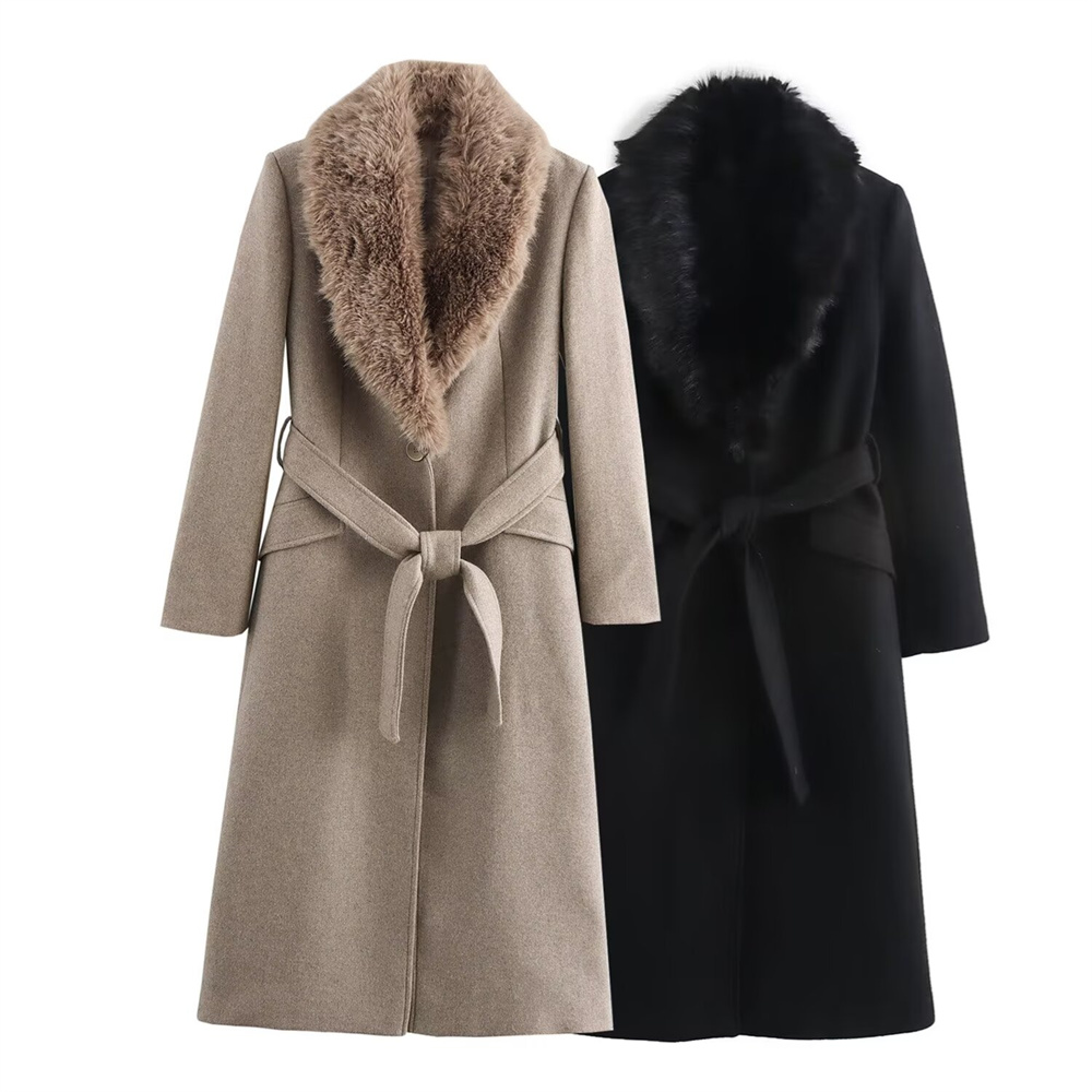 Damesriem Warme bontkraag Jas  - Wool Coat Peacoat recensie en prijs