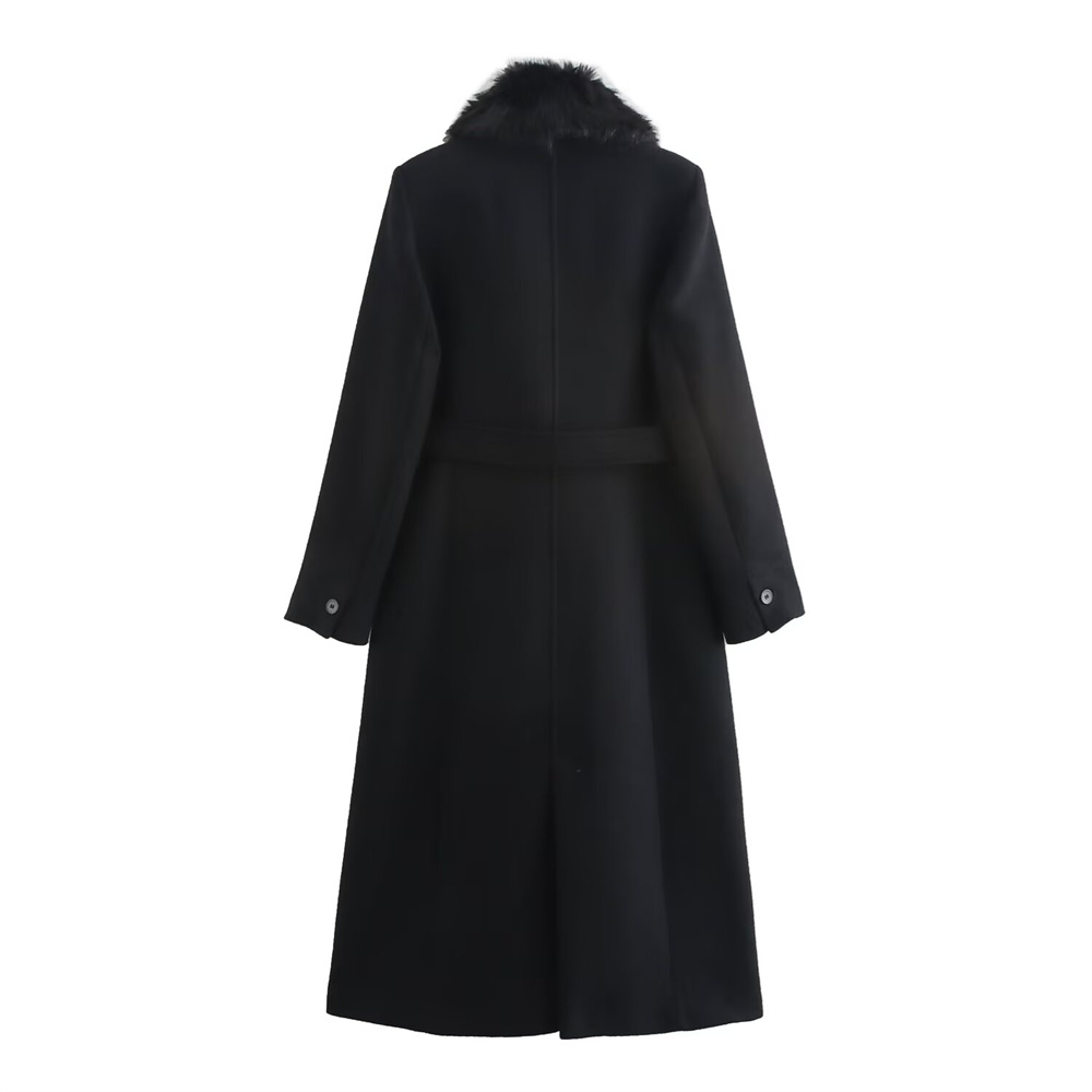 Damesriem Warme bontkraag Jas  - Wool Coat Peacoat recensie en prijs