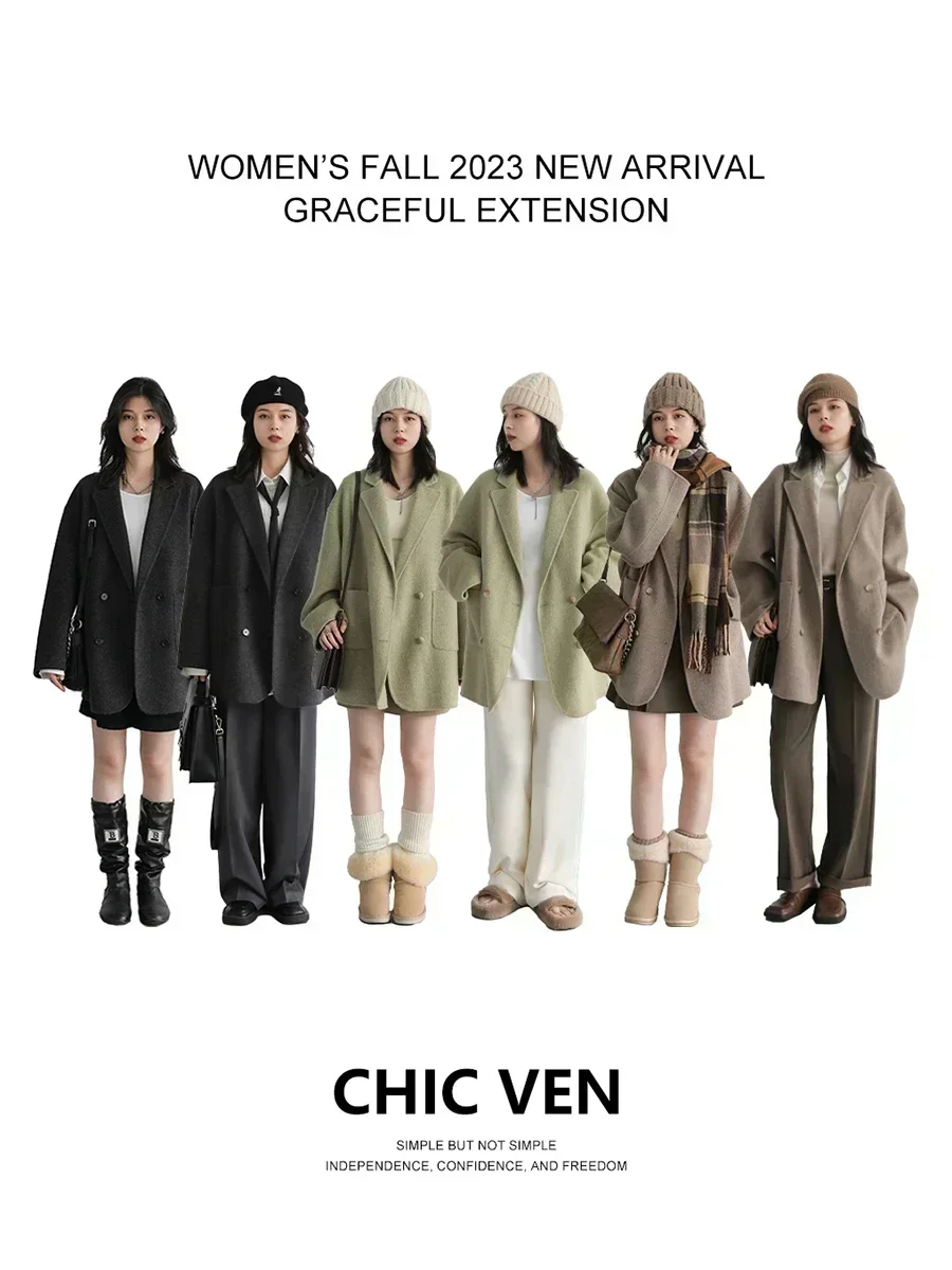 CHIC VEN Dames Wollen Jassen L - Wool Coat Peacoat recensie en prijs