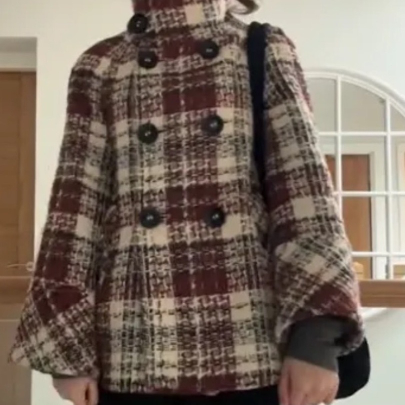 Warme geruite coltrui met rech - Wool Coat Peacoat recensie en prijs